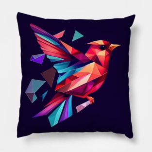 Geometric flying cardinal bird Pillow