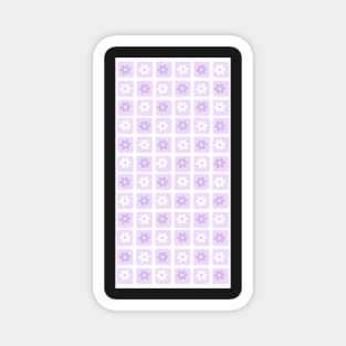 Vintage Aesthetic Minimalist Flower Grid Design Phone Case in Lavender Magnet