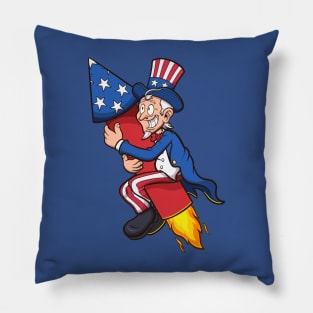 Uncle Sam Riding Firework Pillow