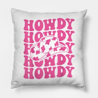 Rodeo White Howdy Western Retro Cowboy Hat Southern Cowgirl Pillow