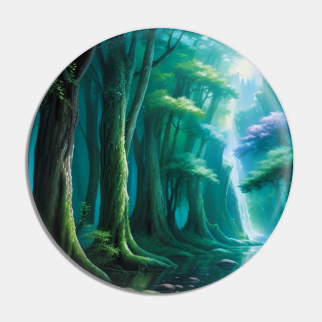 Light Streaming Through a Murky Woods Pin by CursedContent