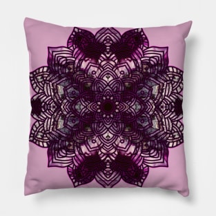 Pink/Purple Paint Pour Mandala Pillow