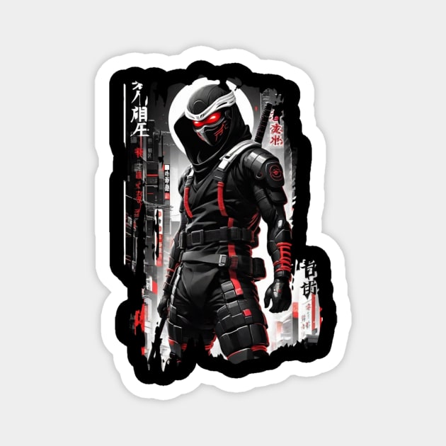 Japanese Ninja - Cyber Style Magnet by pibstudio. 