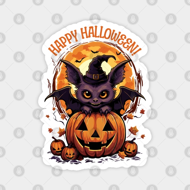 Cute Bat Happy Halloween Magnet by Atomic Blizzard