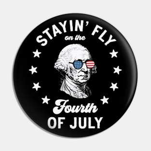 Stayin' Fly On The 4th Of July: George Washington in Funny Patriotic Sunglasses Pin