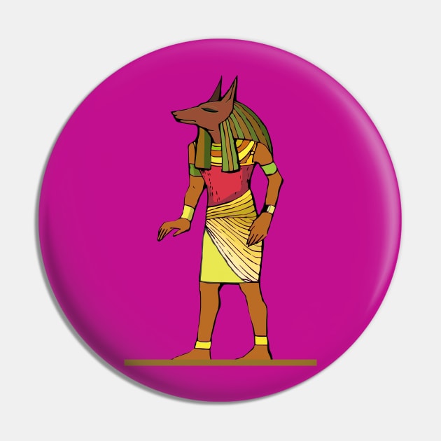 Ancient Egyptian Painting - Anubis, the Wolf God Pin by PatrioTEEism