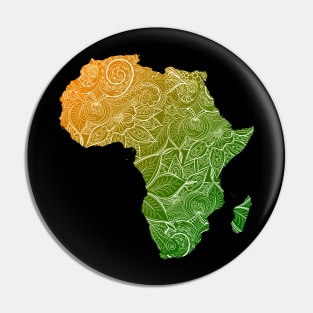 Colorful mandala art map of Africa with text in green and orange Pin