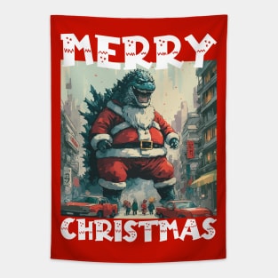 Christmas Godzilla - 3 Tapestry