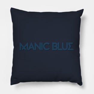 Manic Blue Horizontal Text Logo (blue) Pillow