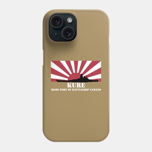 KURE: Home Port of Battleship Yamato (White) Phone Case by MrK Shirts