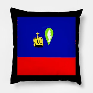 Sporty Liechtenstein Design on Black Background Pillow