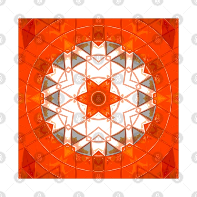 Mosaic Mandala Orange and White by WormholeOrbital