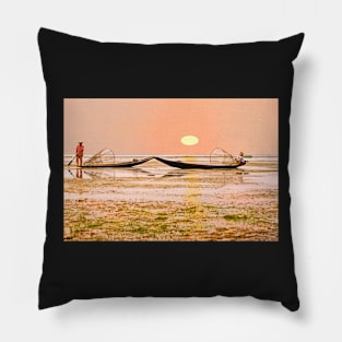 Fishermen at Sunset. Pillow