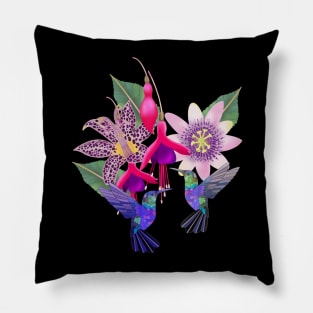 Hummingbird floral paradise Pillow