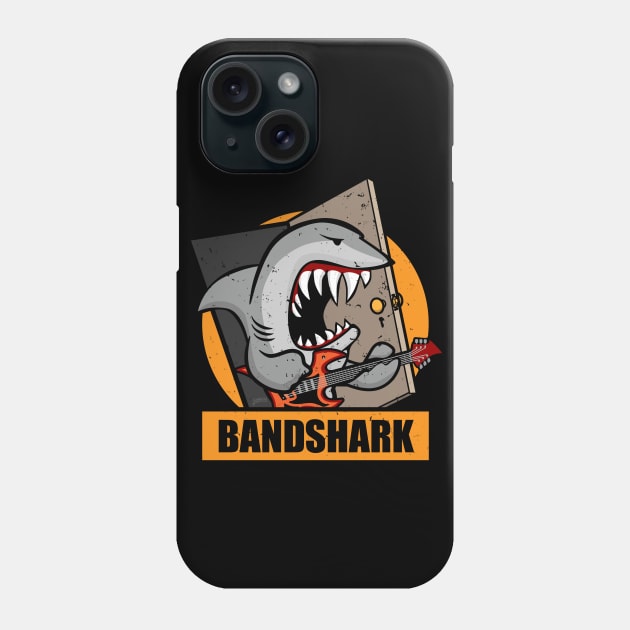 Retro Band Shark Cartoon Distressed Illustration Phone Case by hobrath