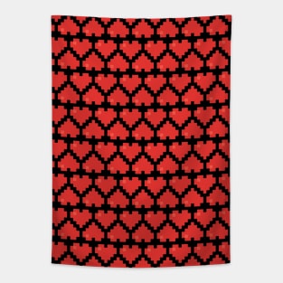 Seamless Pattern of Red Pixel Hearts Tapestry