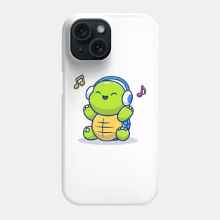 Cute Turtle Listening Music With Headphone Phone Case