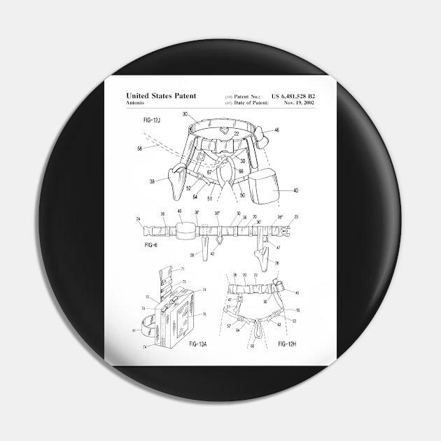 Climbing Equipment Patent - Climbing Fan Outdoors Hiking Art - White Pin by patentpress