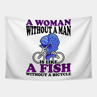 A Fish Without a Bicycle Feminist Humor Tapestry