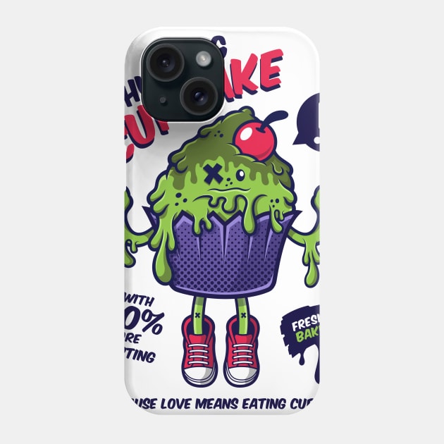 Green Hugging Cupcake Phone Case by Squinked