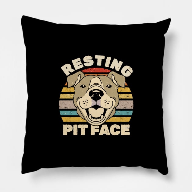 Resting Pit Face - vintage pitbull Pillow by SUMAMARU