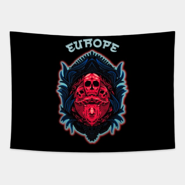 demon skull and buffalo ~ Europe Tapestry by Katab_Marbun