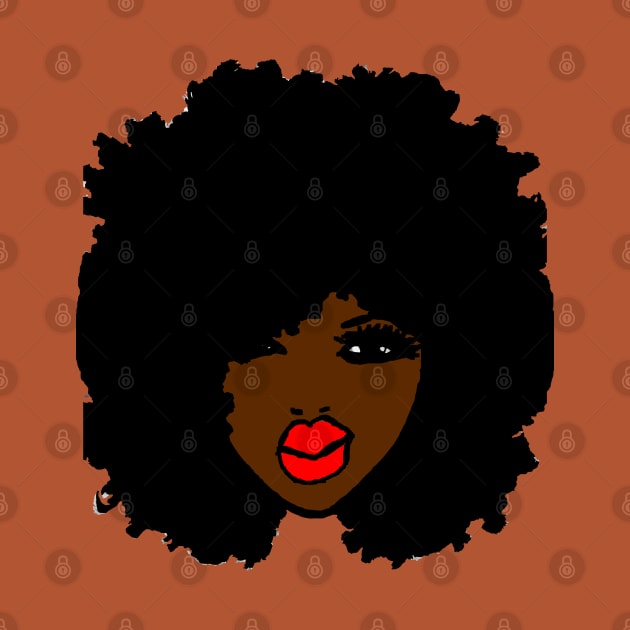 Afro Black BrownSkin  Red Lips Natural Hair by EllenDaisyShop