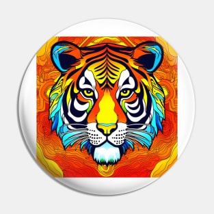 Psychedelic Art Tiger Head Pin