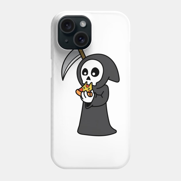 Grim Reaper Eating Pizza Phone Case by rudypagnel