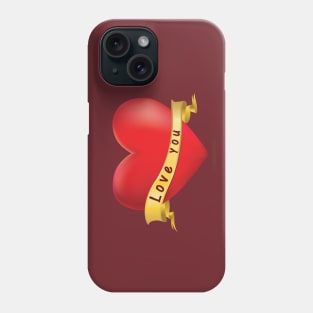 Red heart with ribbon Phone Case