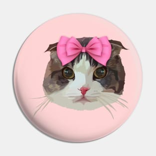 Pink Bow Cat Pin