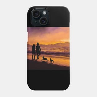 Couple walking at sunset Phone Case