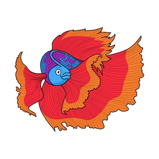 Cute Siamese fighting fish betta cartoon T-Shirt