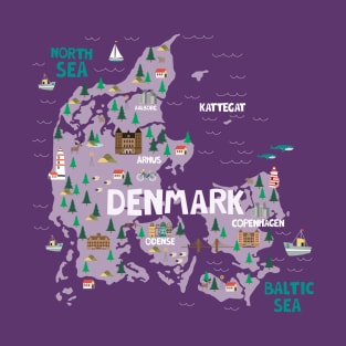 Denmark illustrated map T-Shirt