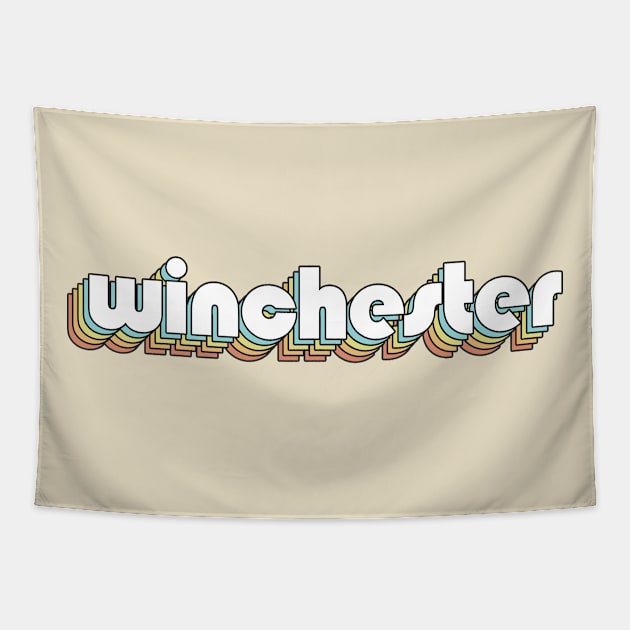 Winchester - Retro Rainbow Typography Faded Style Tapestry by Paxnotods