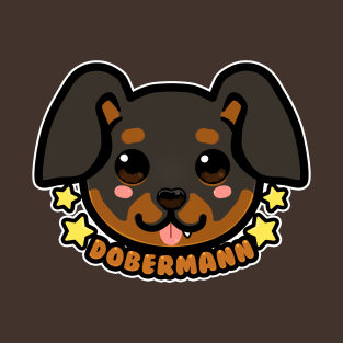 KAWAII Chibi Dobermann Dog Face T-Shirt