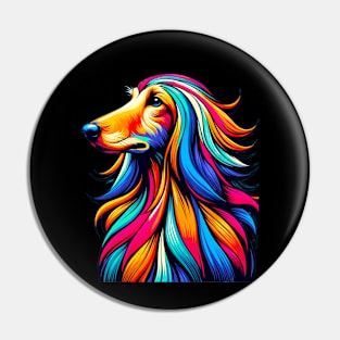 Cool Afghan Hound Colorful Dog Afghan Hound Art Pin