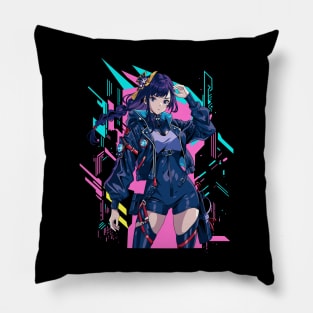 techwear girl cyberpunk 3 Pillow