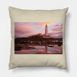 St Mary's Island in pink and blue Pillow