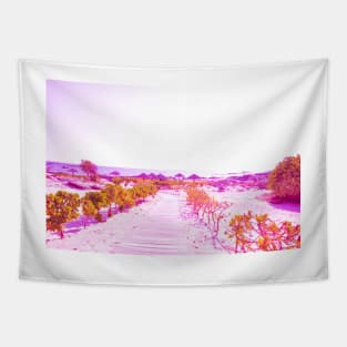 Pathway going to the beach in Oman purple version Tapestry