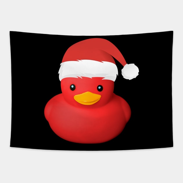 Cute Red Rubber Duck Santa Claus Christmas Family Costume Tapestry by peter2art