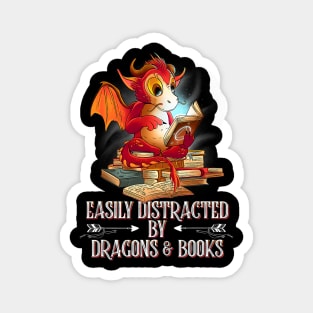 easily distracted by Dragon and Books nerds Magnet