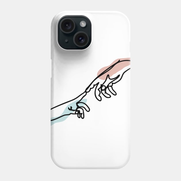 Minimal  Line Drawing Hands Touching Phone Case by Art Designs