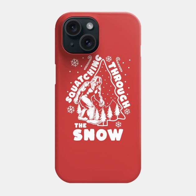 Bigfoot Squatching Through The Snow Christmas Tree Sasquatch Phone Case by OrangeMonkeyArt