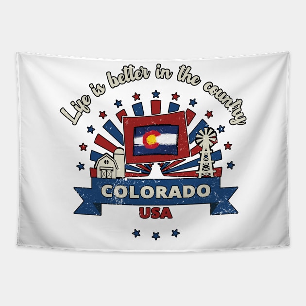 Life Is Better In The Country For Colorado Farmers, State Silhouette Tapestry by Nonconformist