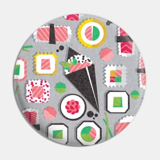 Paper cut geo sushi // pattern // grey background Pin