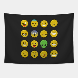 Emoji happy face Tapestry