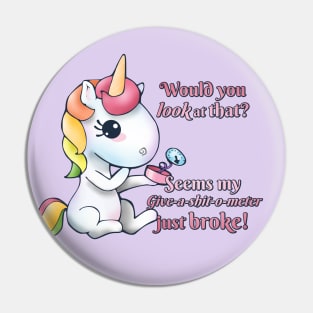 Snarkles the Vulgar Unicorn - Give-a-shit-o-meter Pin