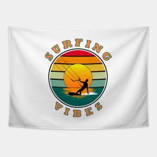 Surfing Vibes – retro  - kite surfer Tapestry