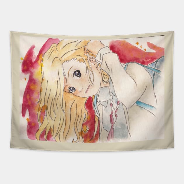 Shigatsu wa kimi no uso kaori watercolor fan art! Tapestry by Jack_Artbook